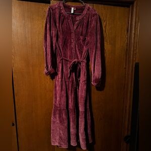 Anthropologie Pilcro Long Sleeve Burgundy Dress